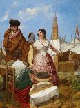 Courting at a Ring-Shaped Pastry Stall at the Seville Fair-Rafael Benjumea-Framed Stretched Canvas