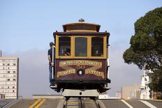 Cable Car over Hill-Rafael Ramirez Lee-Stretched Canvas