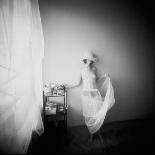 Pinhole Camera Shot of Standing Topless Woman in Hoop Skirt-Rafal Bednarz-Framed Photographic Print