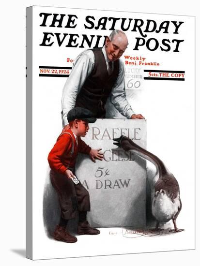 "Raffle Prize," Saturday Evening Post Cover, November 22, 1924-Charles A. MacLellan-Stretched Canvas