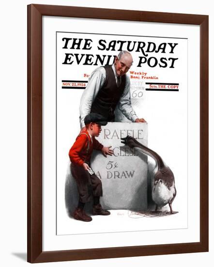 "Raffle Prize," Saturday Evening Post Cover, November 22, 1924-Charles A. MacLellan-Framed Giclee Print