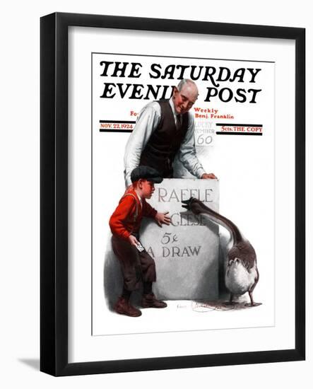 "Raffle Prize," Saturday Evening Post Cover, November 22, 1924-Charles A. MacLellan-Framed Giclee Print