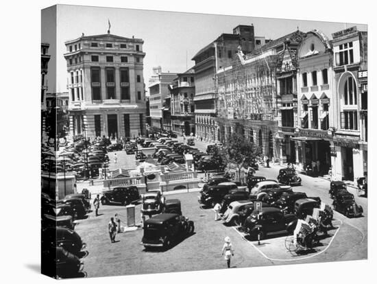 Raffles Square in Singapore-Carl Mydans-Stretched Canvas