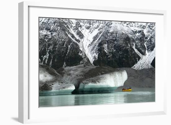 Raft on the Tasman Glacier Terminal Lake, South Island, New Zealand-David Noyes-Framed Photographic Print