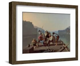 Raftsmen Playing Cards, 1847-George Caleb Bingham-Framed Giclee Print