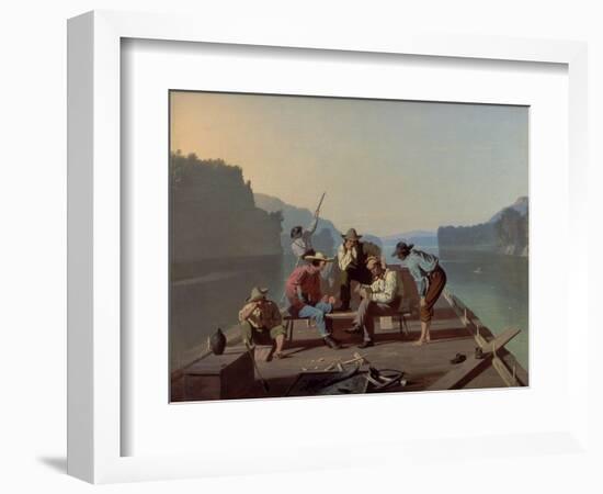 Raftsmen Playing Cards, 1847-George Caleb Bingham-Framed Giclee Print