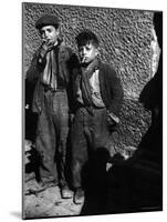 Ragged, Filthy, Poverty Stricken, Street Boys Smoking Cigarettes Begged from American Soldiers-George Rodger-Mounted Photographic Print