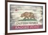 Ragged Point, California - California State Flag - Barnwood Painting-Lantern Press-Framed Premium Giclee Print