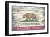 Ragged Point, California - California State Flag - Barnwood Painting-Lantern Press-Framed Art Print