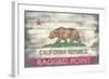 Ragged Point, California - California State Flag - Barnwood Painting-Lantern Press-Framed Art Print