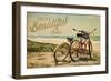 Ragged Point, California - Life is a Beautiful Ride - Beach Cruisers-Lantern Press-Framed Art Print