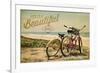 Ragged Point, California - Life is a Beautiful Ride - Beach Cruisers-Lantern Press-Framed Premium Giclee Print