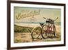 Ragged Point, California - Life is a Beautiful Ride - Beach Cruisers-Lantern Press-Framed Premium Giclee Print