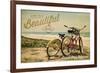 Ragged Point, California - Life is a Beautiful Ride - Beach Cruisers-Lantern Press-Framed Premium Giclee Print