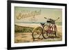 Ragged Point, California - Life is a Beautiful Ride - Beach Cruisers-Lantern Press-Framed Premium Giclee Print