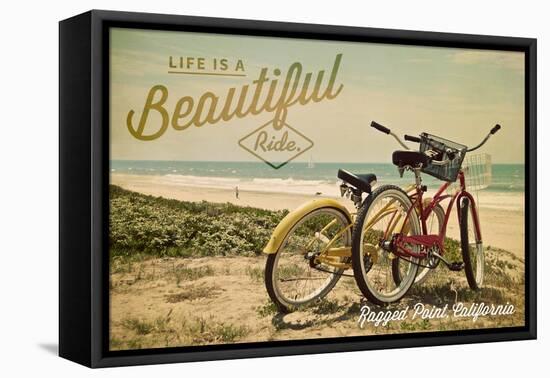 Ragged Point, California - Life is a Beautiful Ride - Beach Cruisers-Lantern Press-Framed Stretched Canvas