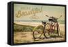Ragged Point, California - Life is a Beautiful Ride - Beach Cruisers-Lantern Press-Framed Stretched Canvas