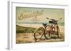 Ragged Point, California - Life is a Beautiful Ride - Beach Cruisers-Lantern Press-Framed Art Print