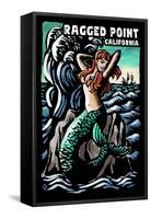 Ragged Point, California - Mermaid - Scratchboard-Lantern Press-Framed Stretched Canvas