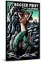 Ragged Point, California - Mermaid - Scratchboard-Lantern Press-Mounted Art Print