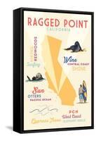 Ragged Point, California - Typography and Icons-Lantern Press-Framed Stretched Canvas