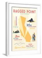 Ragged Point, California - Typography and Icons-Lantern Press-Framed Art Print