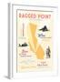 Ragged Point, California - Typography and Icons-Lantern Press-Framed Art Print