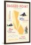 Ragged Point, California - Typography and Icons-Lantern Press-Framed Art Print