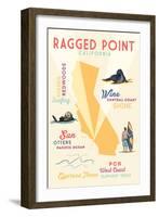 Ragged Point, California - Typography and Icons-Lantern Press-Framed Art Print