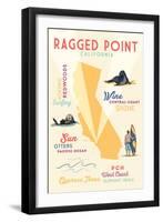 Ragged Point, California - Typography and Icons-Lantern Press-Framed Art Print