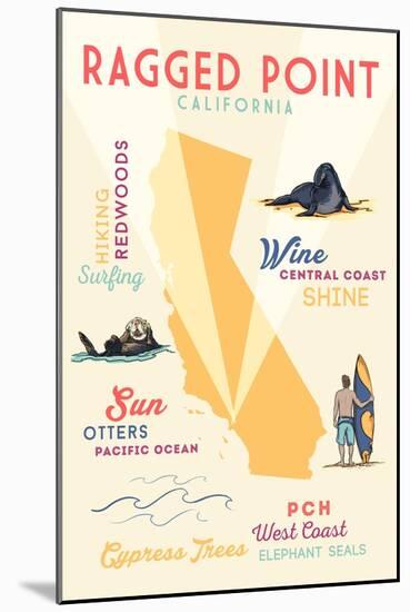 Ragged Point, California - Typography and Icons-Lantern Press-Mounted Art Print