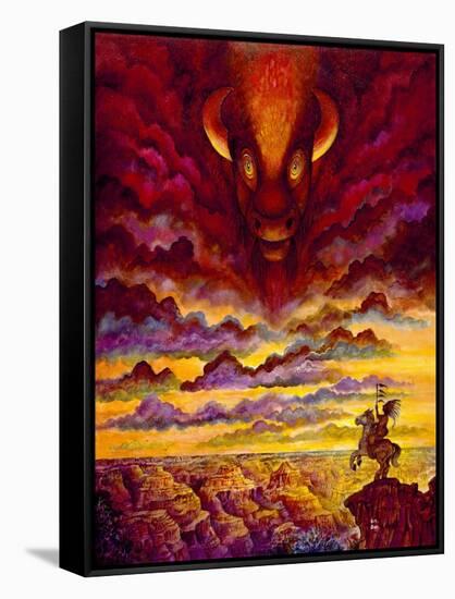 Raging Buffalo-Bill Bell-Framed Stretched Canvas