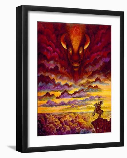 Raging Buffalo-Bill Bell-Framed Premium Giclee Print