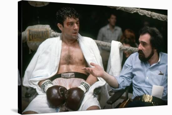 RAGING BULL, 1980 directed by MARTIN SCORSESE On the set, Martin Scorsese explains the scene to Rob-null-Stretched Canvas