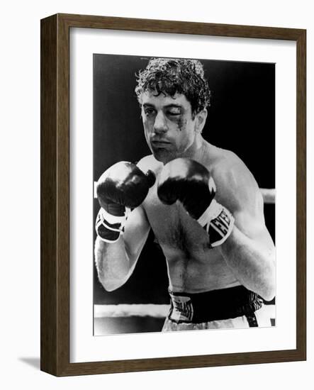 Raging Bull by Martin Scorsese with Robert by Niro, 1980 (b/w photo)-null-Framed Photo