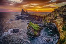 Londrangar Sea Stacks and the Thufubjarg Cliffs. Iceland-Ragnar Th Sigurdsson-Photographic Print