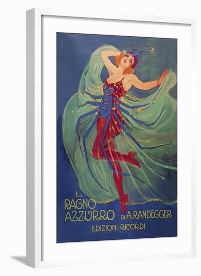 Ragno Azzurro (The Blue Spider)-Leopoldo Metlicovitz-Framed Art Print