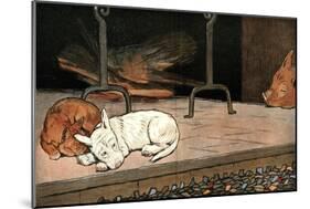 Rags the Puppy Joins Cat and Piglet by the Fire-Cecil Aldin-Mounted Art Print