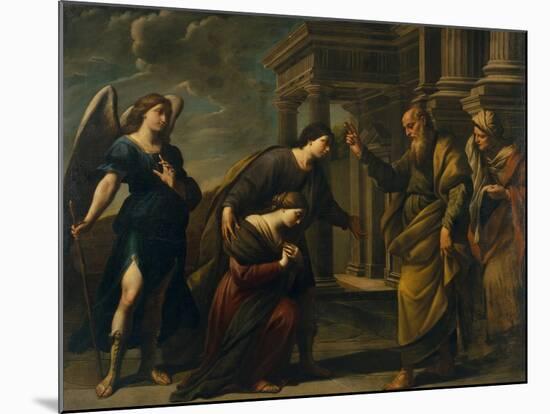 Raguel's Blessing of Her Daughter Sarah before Leaving Ecbatana with Tobias, C. 1640-Andrea Vaccaro-Mounted Giclee Print