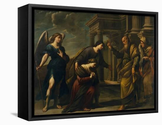 Raguel's Blessing of Her Daughter Sarah before Leaving Ecbatana with Tobias, C. 1640-Andrea Vaccaro-Framed Stretched Canvas