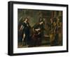 Raguel's Blessing of Her Daughter Sarah before Leaving Ecbatana with Tobias, C. 1640-Andrea Vaccaro-Framed Giclee Print
