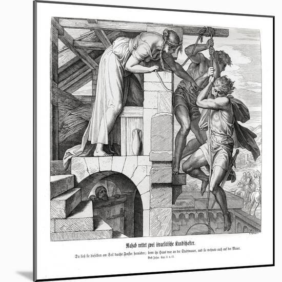 Rahab rescues two Israelite men, Joshua-Julius Schnorr von Carolsfeld-Mounted Giclee Print