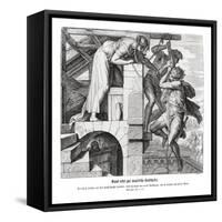 Rahab rescues two Israelite men, Joshua-Julius Schnorr von Carolsfeld-Framed Stretched Canvas