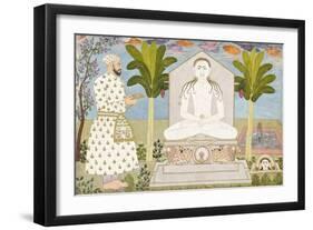 Rai Sabha Chand at a Jain Shrine-null-Framed Art Print