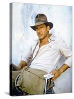 RAIDERS OF THE LOST ARK, 1981 On the set, Harrison Ford (photo)-null-Stretched Canvas