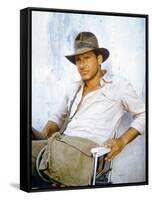 RAIDERS OF THE LOST ARK, 1981 On the set, Harrison Ford (photo)-null-Framed Stretched Canvas