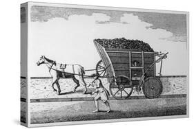 Rail:Pre-Steam Horse-Drawn Coal Wagon on Rails-null-Stretched Canvas