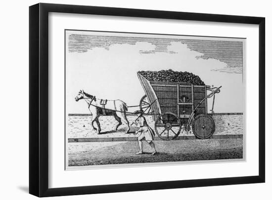 Rail:Pre-Steam Horse-Drawn Coal Wagon on Rails-null-Framed Art Print