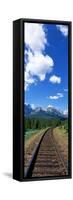 Rail Road Tracks Banff National Park Alberta Canada-null-Framed Stretched Canvas