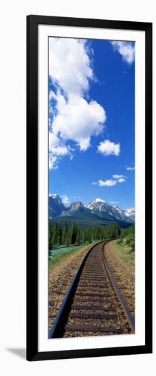 Rail Road Tracks Banff National Park Alberta Canada-null-Framed Premium Photographic Print
